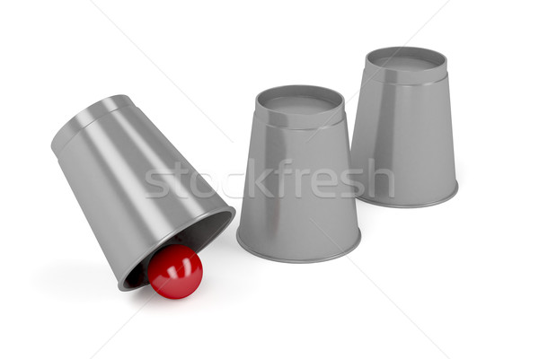 Três bola truque de mágica vermelho copo Foto stock © magraphics