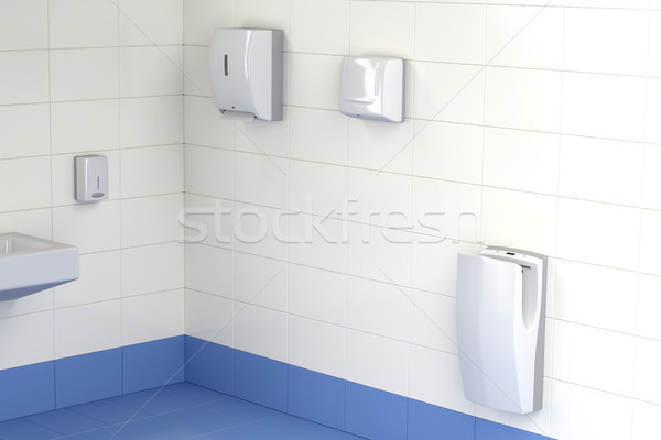 Három különböző kéz wc automatikus papírtörlő Stock fotó © magraphics