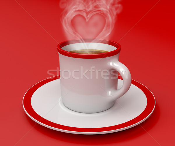 Espresso filiżankę kawy pary kształt serca miłości czerwony Zdjęcia stock © magraphics
