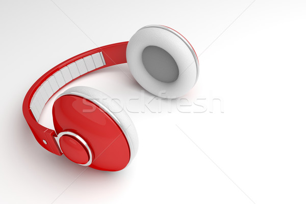 Sans fil casque rouge gris espace de copie [[stock_photo]] © magraphics