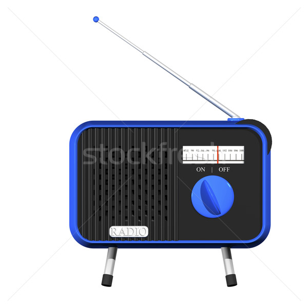 Bleu radio 3d illustration rétro orateur [[stock_photo]] © magraphics