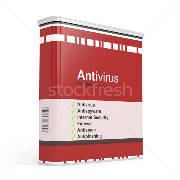 Antivirus software-ul cutie alb disc ambalaje Imagine de stoc © magraphics