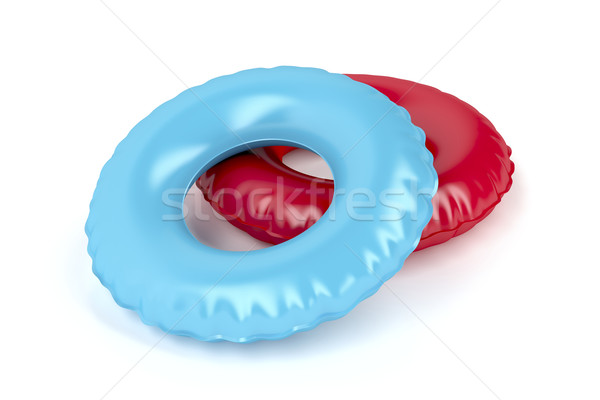 Schwimmen Ringe blau rot weiß Strand Stock foto © magraphics
