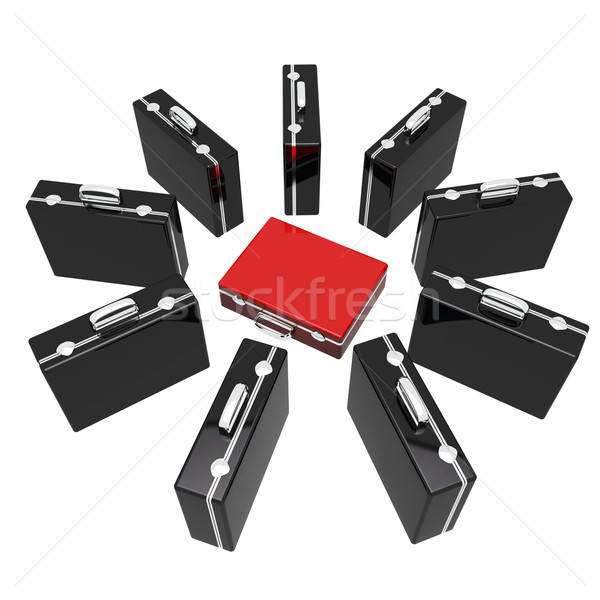 Unico rosso valigetta gruppo nero Foto d'archivio © magraphics