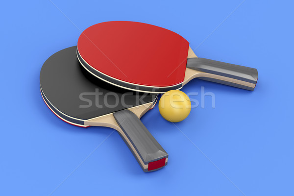 Ping pong coppia tennis da tavolo palla blu Foto d'archivio © magraphics