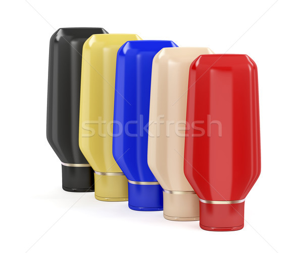 Five plastic bottles for cosmetic products Stock photo © magraphics