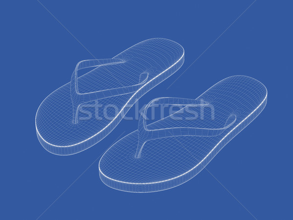 3D drótváz modell papucs kék tengerpart Stock fotó © magraphics
