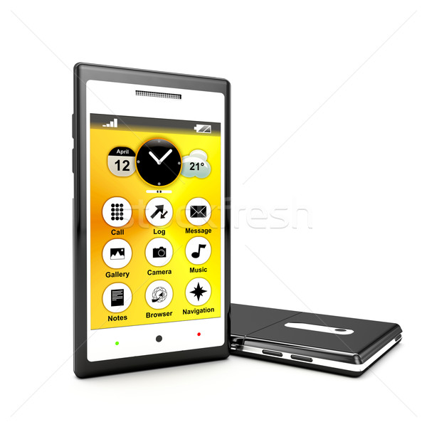 écran tactile smartphones 3D isolé blanche [[stock_photo]] © magraphics