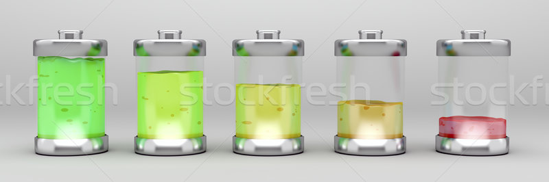 Flüssigkeit Batterien unterschiedlich grünen rot Macht Stock foto © magraphics