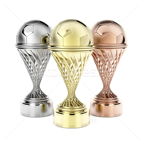 Football trophées blanche or argent bronze [[stock_photo]] © magraphics