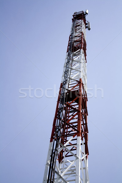 Cellulaire antenne lang blauwe hemel hemel telefoon Stockfoto © magraphics