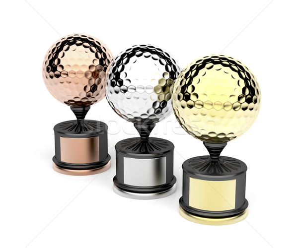 Golf trofeos oro plata bronce deporte Foto stock © magraphics