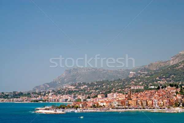 Mittelalterlichen Stadt Französisch Panorama Ansicht Strand Stock foto © mahout