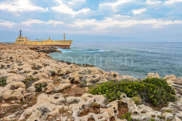 Ship aground near rocky coast Stock photo © mahout