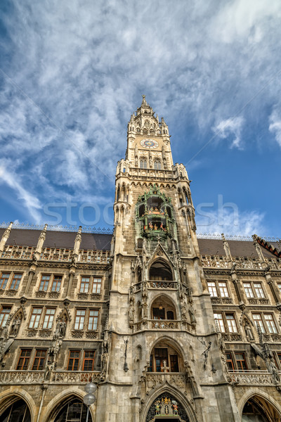 Város előcsarnok München Németország homlokzat óra Stock fotó © mahout
