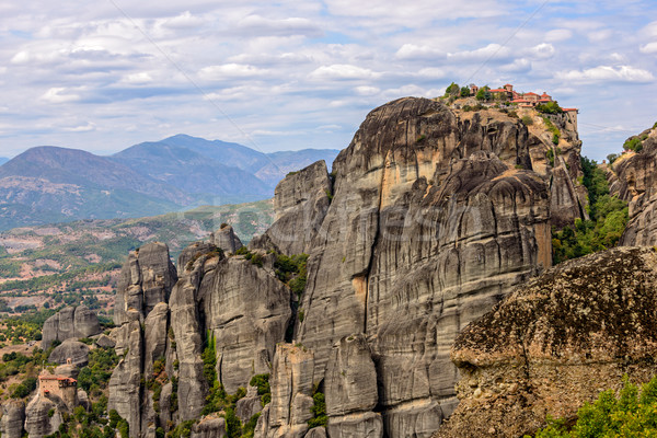 Monasteries on top of Meteora rocks in Greece Stock photo © mahout