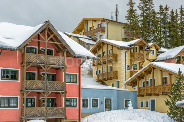 Hotel on ski resort in austrian Alps Stock photo © mahout