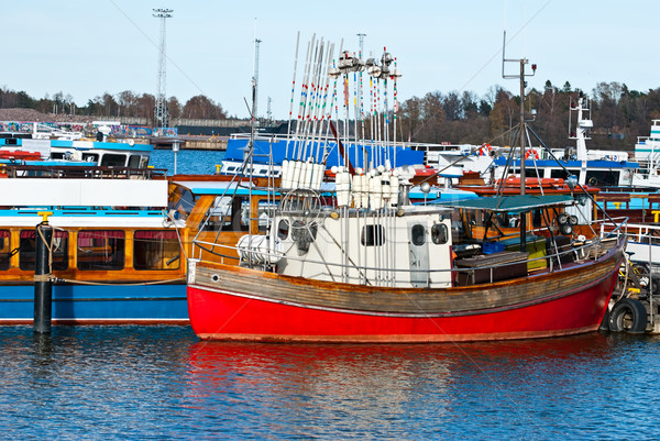 Csónak kikötő város Helsinki Finnország tengerpart Stock fotó © maisicon