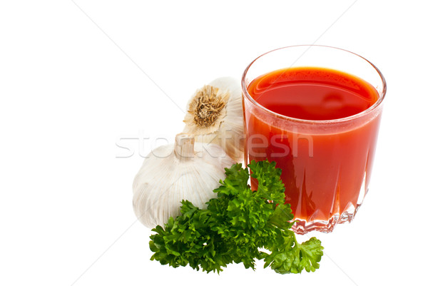 Stock photo: Tomato juice, garlic.