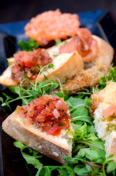 Sandviç sebze balık parti tablo meyve Stok fotoğraf © maisicon