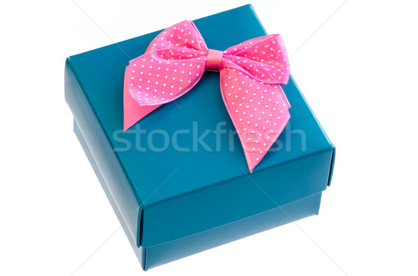 Geschenkbox rosa Bogen isoliert weiß Papier Stock foto © maisicon
