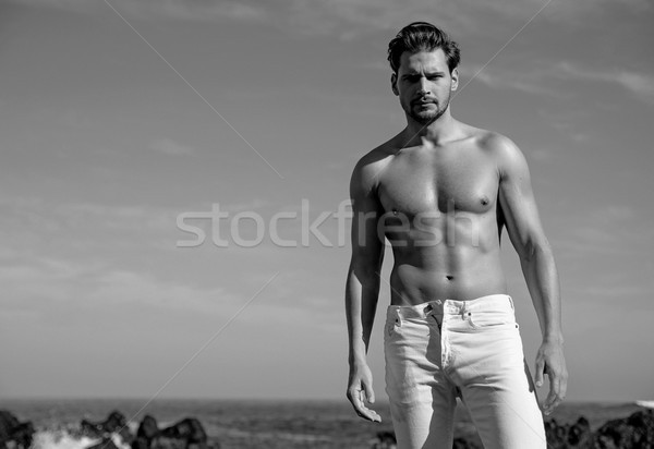 Portrait musculaire homme bel homme ciel nuages [[stock_photo]] © majdansky