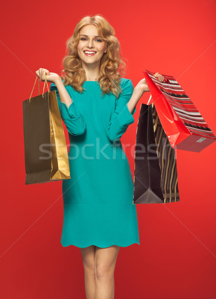 Portrait of the pretty woman with the shoping bags Stock photo © majdansky