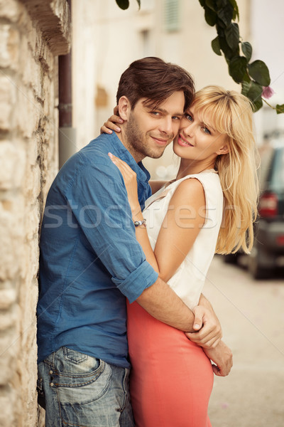 Stock photo: Young hugging couple on the holidays