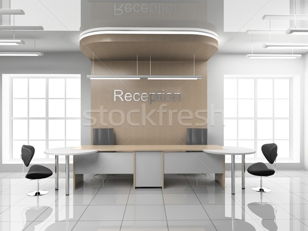 Recepció iroda modern 3D ablak szoba Stock fotó © maknt
