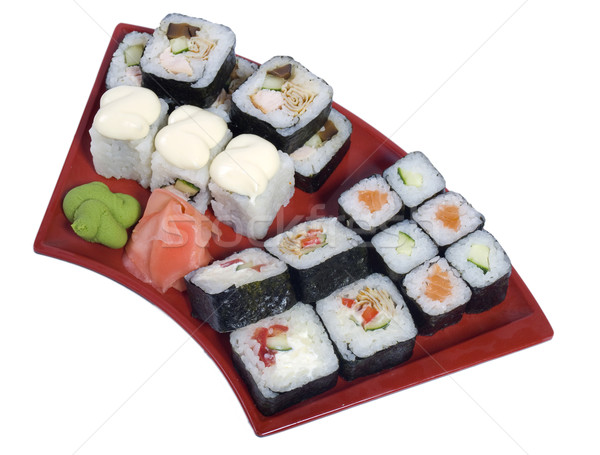 Gerollt Sushi Foto Fisch Hintergrund Abendessen Stock foto © maknt
