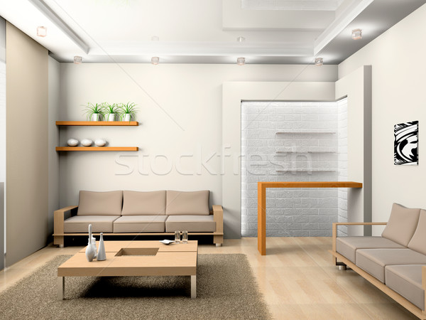 Nappali modern belső 3D ház fény Stock fotó © maknt