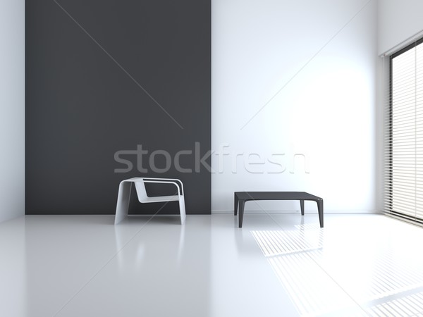 Scaun tabel gol interior 3D Imagine de stoc © maknt