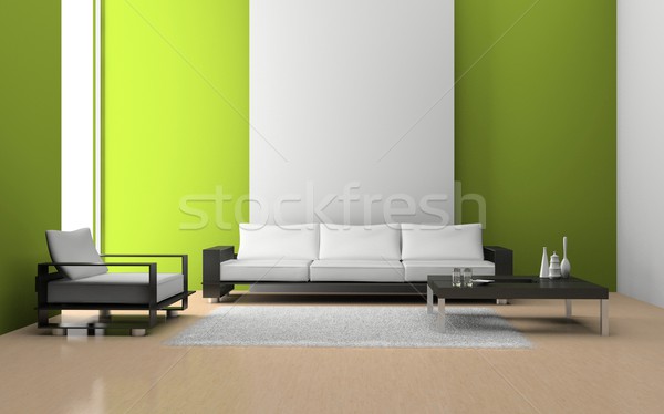 Salon modernes intérieur 3D maison lumière Photo stock © maknt