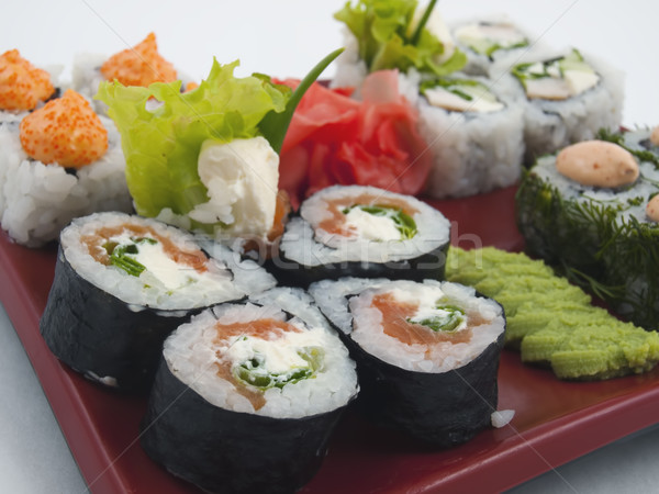 Sushi Foto gerollt Fisch Meer Restaurant Stock foto © maknt
