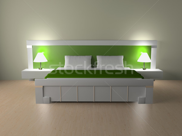 Stock foto: Schlafzimmer · modernen · Innenraum · Zimmer · 3D · Licht