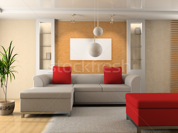 Canapé chambre modernes maison lumière design Photo stock © maknt