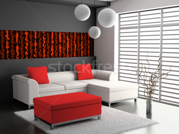 Sofá habitación moderna casa luz diseno Foto stock © maknt