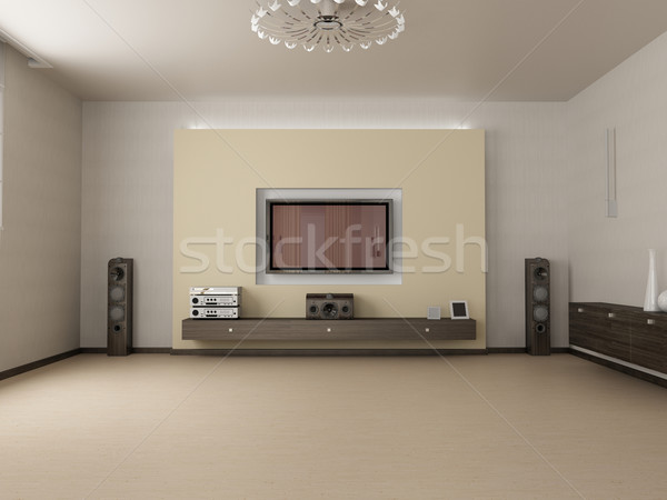 Woonkamer tv moderne interieur 3D huis Stockfoto © maknt