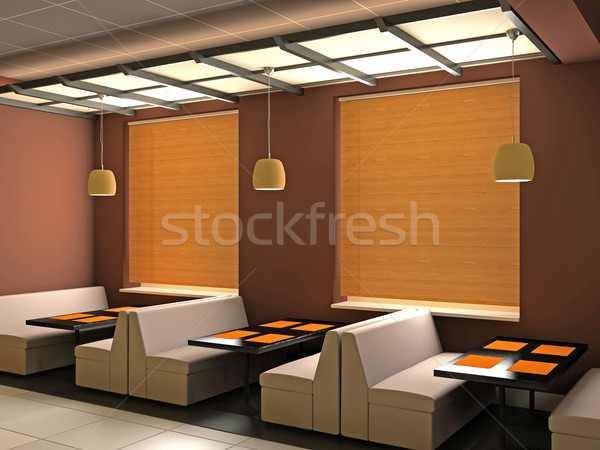 Cafe interieur 3D moderne ontwerp bar Stockfoto © maknt