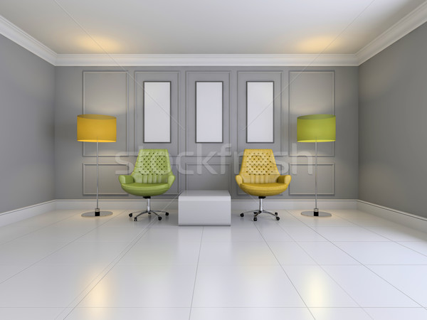 Stoel tabel lege interieur 3D Stockfoto © maknt