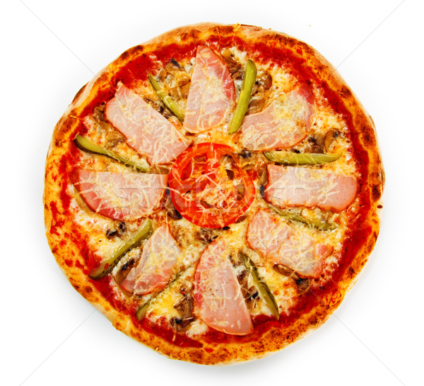 Pizza foto plaat ingesteld voedsel diner Stockfoto © maknt