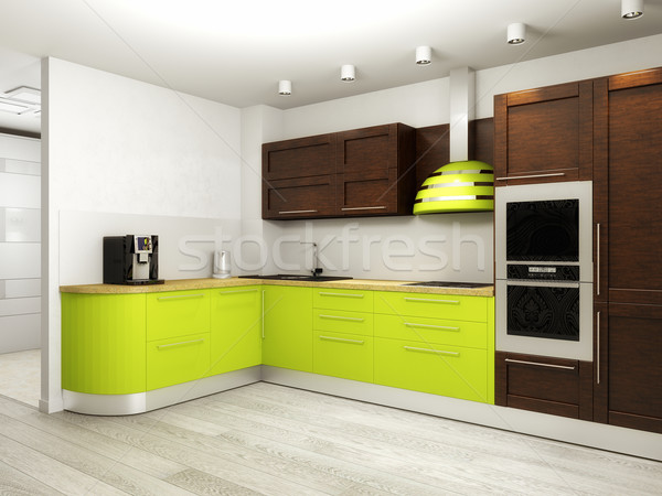 Innenraum modernen Küche 3D Rendering home Stock foto © maknt