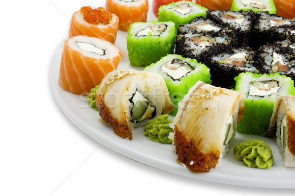 Sushi Foto gerollt Fisch Meer Restaurant Stock foto © maknt