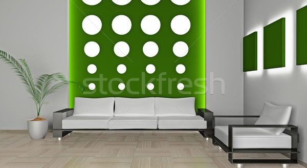 Sofá habitación moderna luz 3D casa Foto stock © maknt
