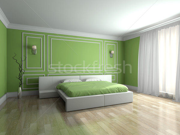 Modernen Innenraum Schlafzimmer 3D Rendering Zimmer Stock foto © maknt
