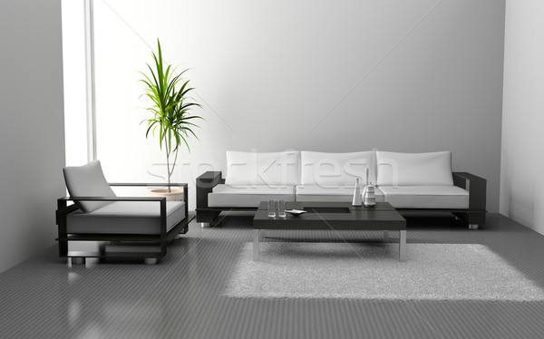 Salon nowoczesne wnętrza 3D domu świetle Zdjęcia stock © maknt