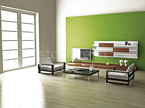 Salón 3D moderna interior casa televisión Foto stock © maknt
