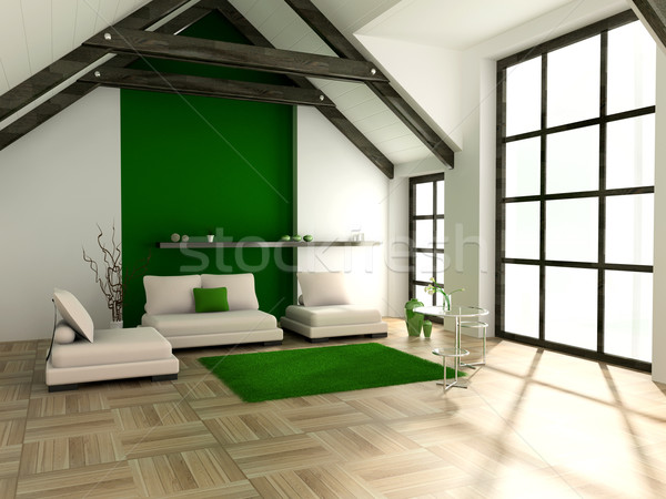 Foto stock: Sala · de · estar · moderno · interior · 3D · casa · casa