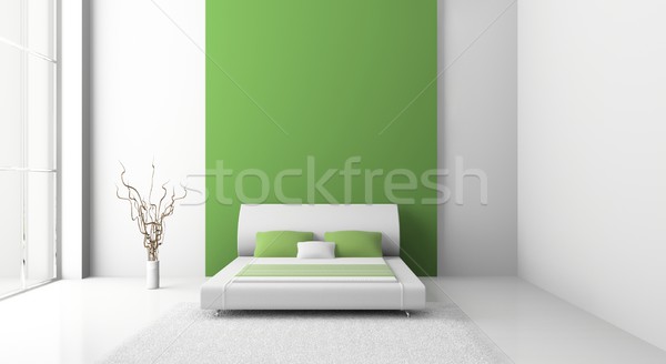 臥室 現代 室內 房間 3D 牆 商業照片 © maknt
