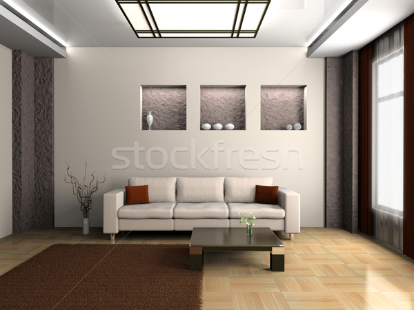Salon modernes intérieur 3D maison maison Photo stock © maknt